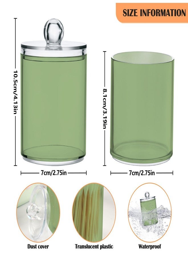 Xigua Light Green 2 Pack Qtip Holder Dispenser With Lid, Apothecary Jars Plastic Swabs Cans Clear Bathroom Storage Canister for Cotton Ball, Swab, Round Pads, Floss26 - Image 3