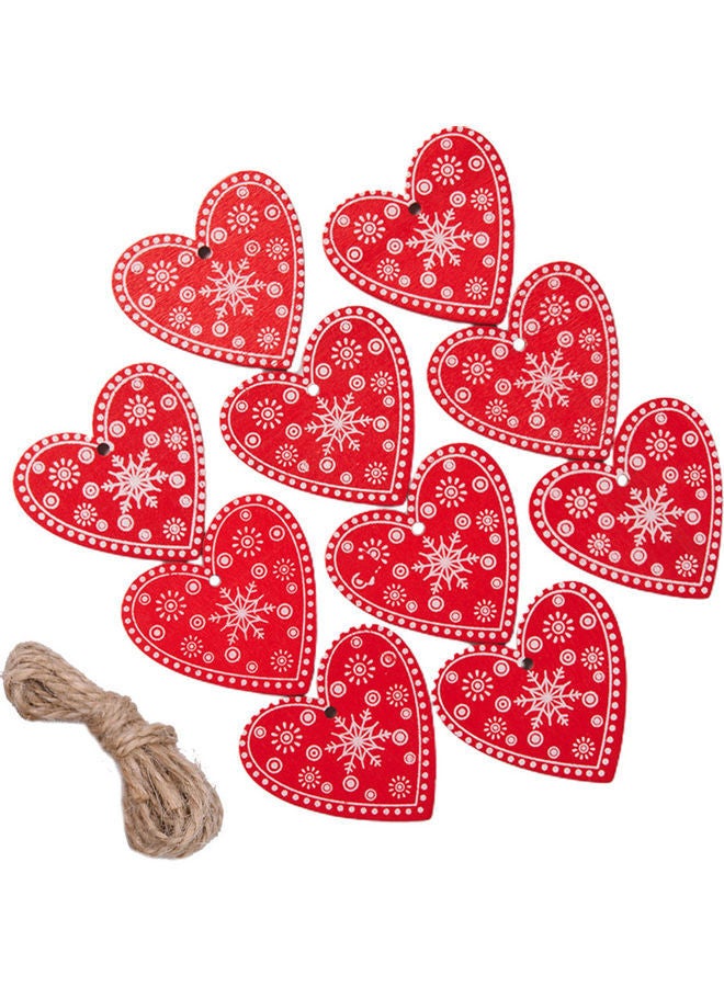 Loquat 10-Piece Wooden Heart Hanging Party Decorative Pendant