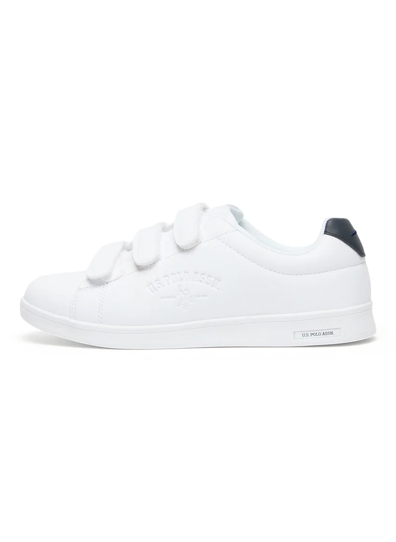 U.S. Polo Assn. Women's White Casual Sneakers with Black Accent - Velcro Strap Design and Comfort Cushioned Sole for Everyday Style