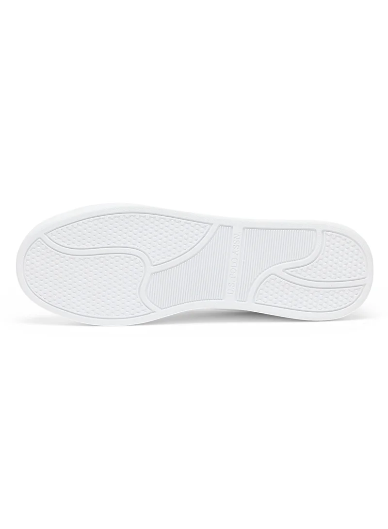 U.S. Polo Assn. Women's White Casual Sneakers with Black Accent - Velcro Strap Design and Comfort Cushioned Sole for Everyday Style