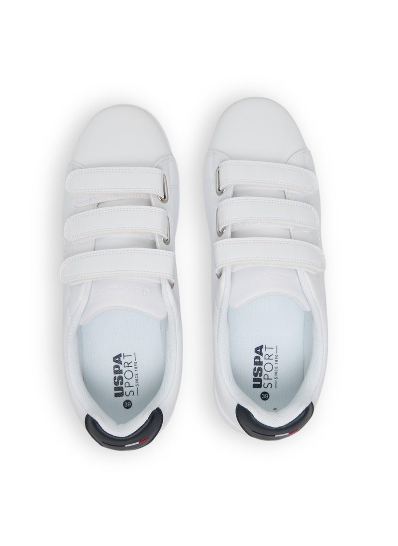 U.S. Polo Assn. - Women's White Casual Sneakers with Black Accent - Velcro Strap Design and Comfort Cushioned Sole for Everyday Style - Image 1