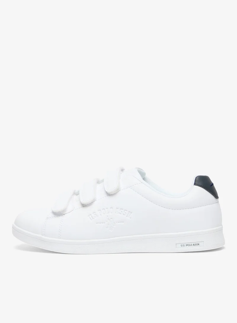 U.S. Polo Assn. White Women's White Casual Sneakers with Black Accent - Velcro Strap Design Shoes and Comfort Cushioned Sole for Everyday Style for Women | Best Price UAE
