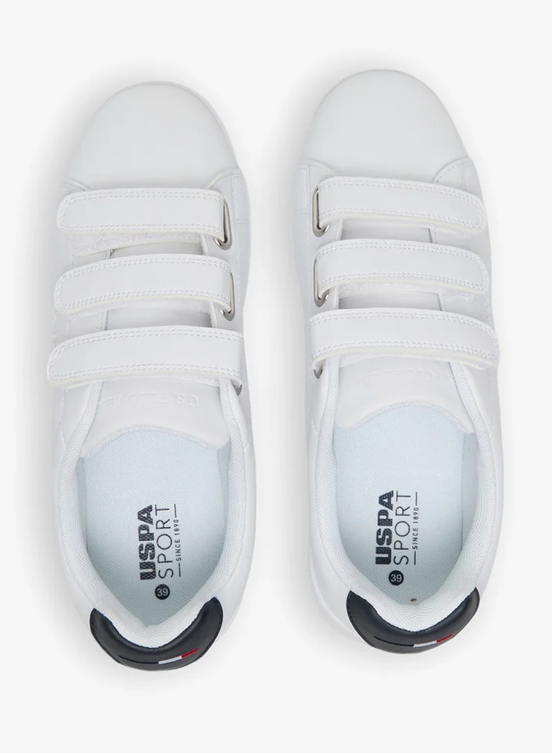 U.S. Polo Assn. White Women's White Casual Sneakers with Black Accent - Velcro Strap Design Shoes and Comfort Cushioned Sole for Everyday Style for Women | Best Price UAE