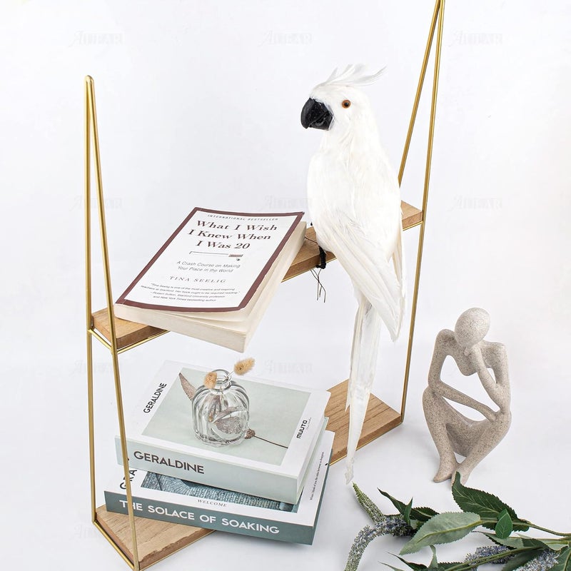 AUEAR, 17.7 Inch White Lifelike Artificial Birds Feathered Fake Shoulder Artificial Parrot Prop for Decoration Craft - Image 2