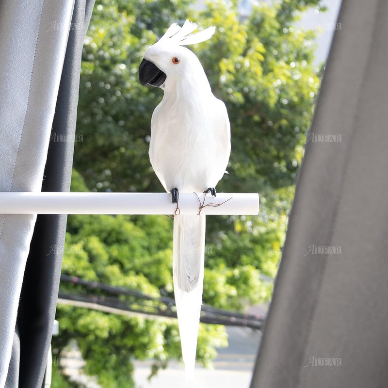 AUEAR, 17.7 Inch White Lifelike Artificial Birds Feathered Fake Shoulder Artificial Parrot Prop for Decoration Craft - Image 3