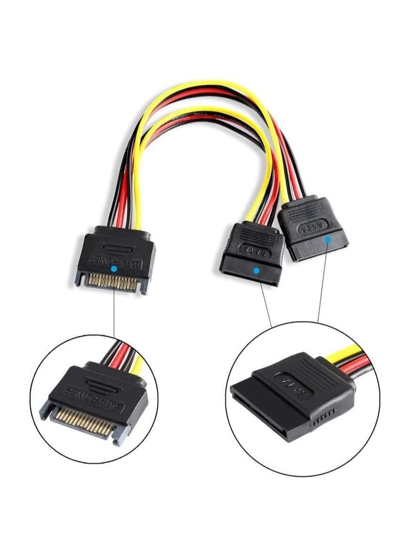 بيعتكلها محول كابل SATA Power 15 Pin Y-Splitter ذكر إلى أنثى مزدوج للقرص الصلب HDD - Image 4