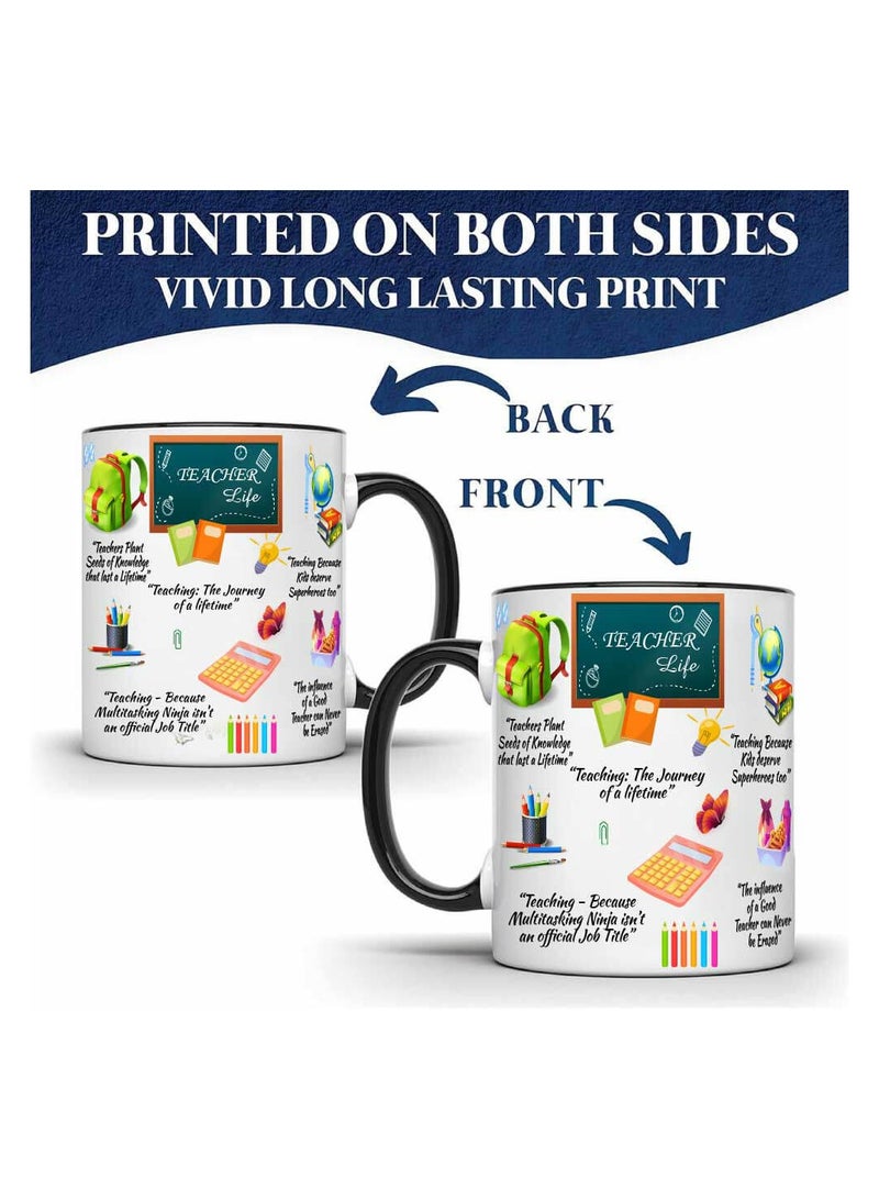 برينت شوب فور مي مجموعة هدايا تقدير المعلمين - كريستال أكريليك، كوب قهوة أسود، وحقيبة حمل قطنية أنيقة - هدية للمعلمين والموجهين وموظفي المدرسة - مثالية ليوم المعلمين - Image 4