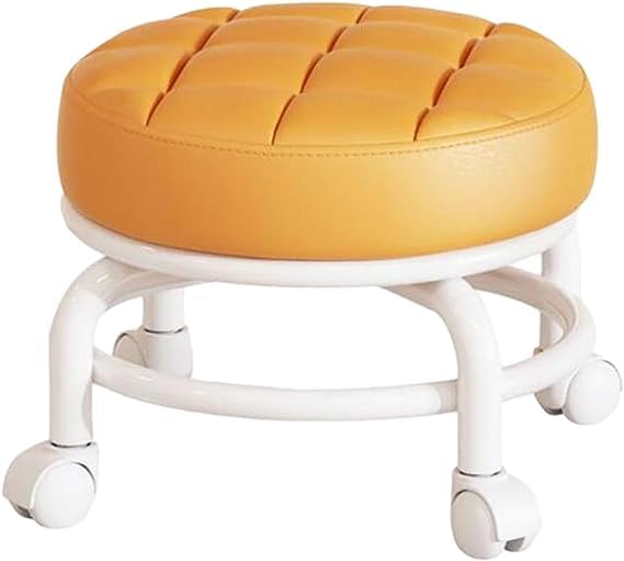 Anjaneya enterprise Anjaneya enterprise Rolling stool with 360 Wheels Comfortable Sturdy and Stylish Rolling Stool Rolling Seat Stool with Universal Wheels for Use in the Office Home Girl Shop SalonOrange colour 
