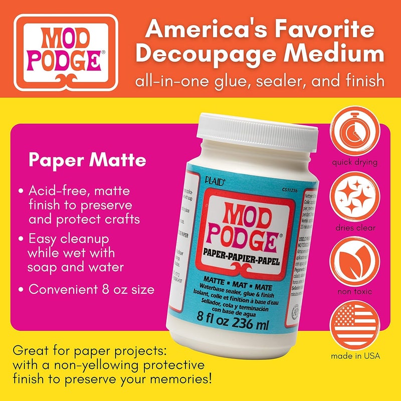 Mod Podge Paper Matte Sealer, Glue & Finish - 8 oz (236 ml) - Image 2
