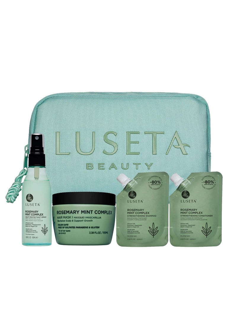 L LUSETA - Luseta Rosemary Mint Jet-Set Hair Refresh Kit Travel Size Rosemary Shampoo and Conditioner Thickening Hair Product for Thin and Damaged Hair Promote Scalp Health Provide Deep Nourishment for Women - Image 1