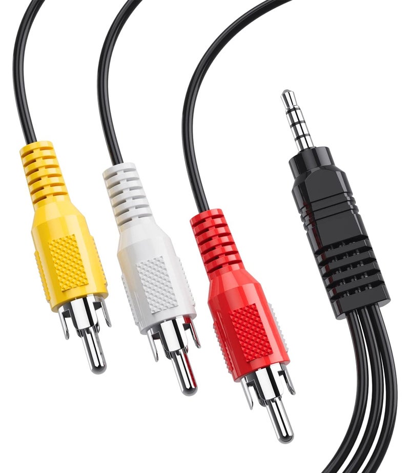 BERLAT 3.5 mm to RCA AV Camcorder Video Cable,3.5mm 18 TRRS Male to 3 RCA Male Plug Adapter Cord for TV,Smartphones,MP3, Tablets,Speakers,Home Theater - 5ft1.5M - Image 1