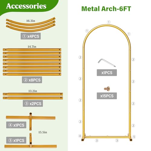 CludPark Metal Arch Backdrop Stand Wedding Arch frame Set of 2 (7.2FT,6FT) Gold Balloon Backdrop Arch Stand for Wedding Ceremony Birthday Party Baby Shower Graduation Ceremony Decoration - Image 4