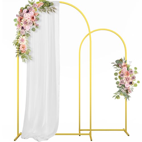 CludPark Metal Arch Backdrop Stand Wedding Arch frame Set of 2 (7.2FT,6FT) Gold Balloon Backdrop Arch Stand for Wedding Ceremony Birthday Party Baby Shower Graduation Ceremony Decoration - Image 1