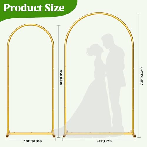 CludPark Metal Arch Backdrop Stand Wedding Arch frame Set of 2 (7.2FT,6FT) Gold Balloon Backdrop Arch Stand for Wedding Ceremony Birthday Party Baby Shower Graduation Ceremony Decoration - Image 2