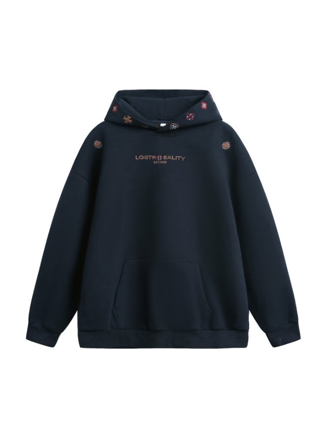 NIBEMINENT Trendy Cotton Hoodies & Sweatshirts for Men Autumn  Loose Embroidered Pattern Hoodie Spring Long-sleeved Top - Image 1