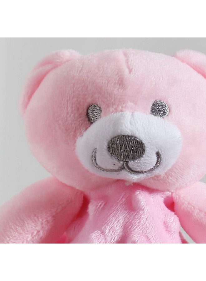 CREVENT Baby Comforting Security Blanket Lovey for Newborn Baby Girls Infants, Minky Dot Front + Sherpa Backing with Animal Face (Pink Bear) - Image 5