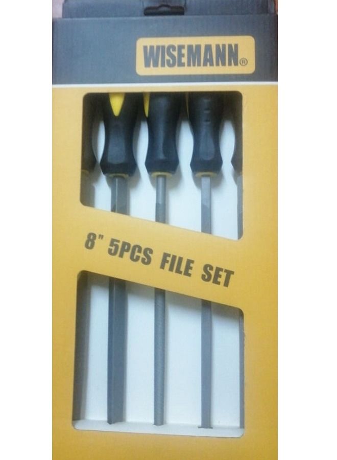 Wisemann 5PC 8" STEEL FILE HALF ROUND,HAND,TRIANGLE,SQUARE,ROUND WITH HANDLE G - Image 1