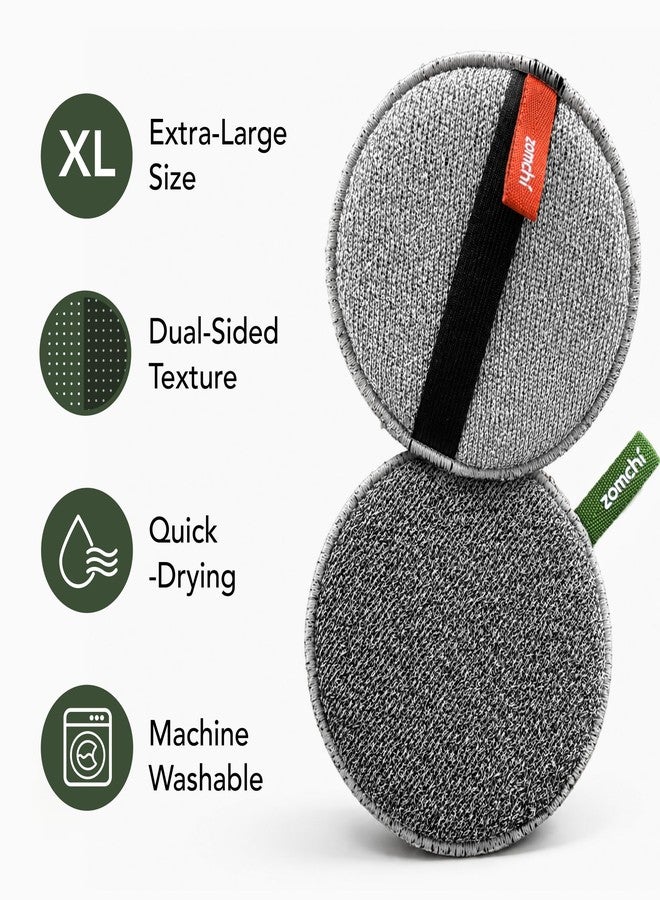 ZOMCHI Extra Large Exfoliating Body Scrubber, Dual-Texture Shower Sponge for Smoother Skin, Gentle & Rough Body Exfoliator Sponge, Bigger Dead Skin Exfoliator for Men (2 Pack - Image 3