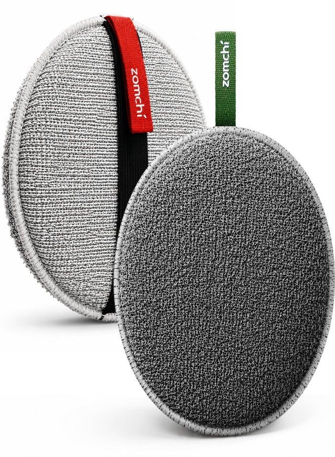 ZOMCHI Extra Large Exfoliating Body Scrubber, Dual-Texture Shower Sponge for Smoother Skin, Gentle & Rough Body Exfoliator Sponge, Bigger Dead Skin Exfoliator for Men (2 Pack - Image 1