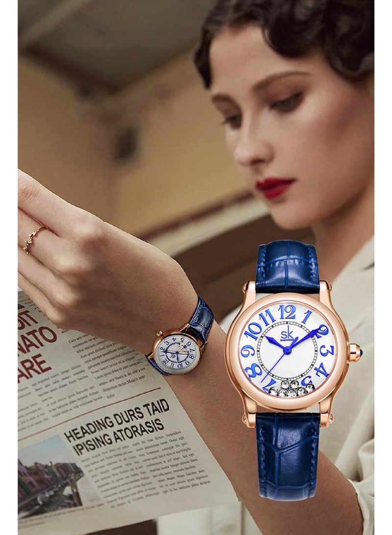 shengke Classic Easy Read Watch for Women with Genuine Leather Band Ladies Calendar Watch - Image 1
