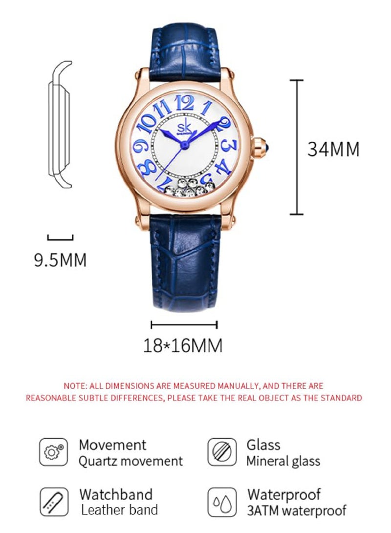 shengke Classic Easy Read Watch for Women with Genuine Leather Band Ladies Calendar Watch - Image 4