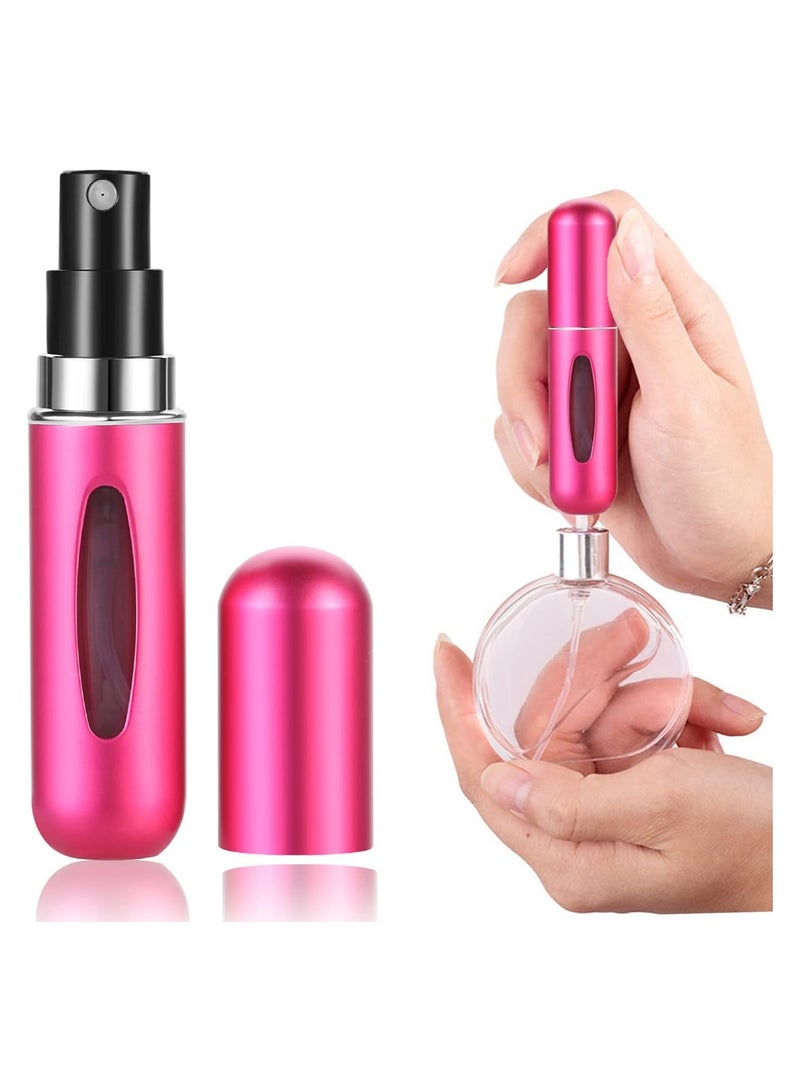 زجاجة رذاذ عطر فارغة صغيرة محمولة قابلة لإعادة الملء بسعة 5 مل، زجاجة عطر رذاذ للسفر والرحلات (وردى غامق) - Image 1