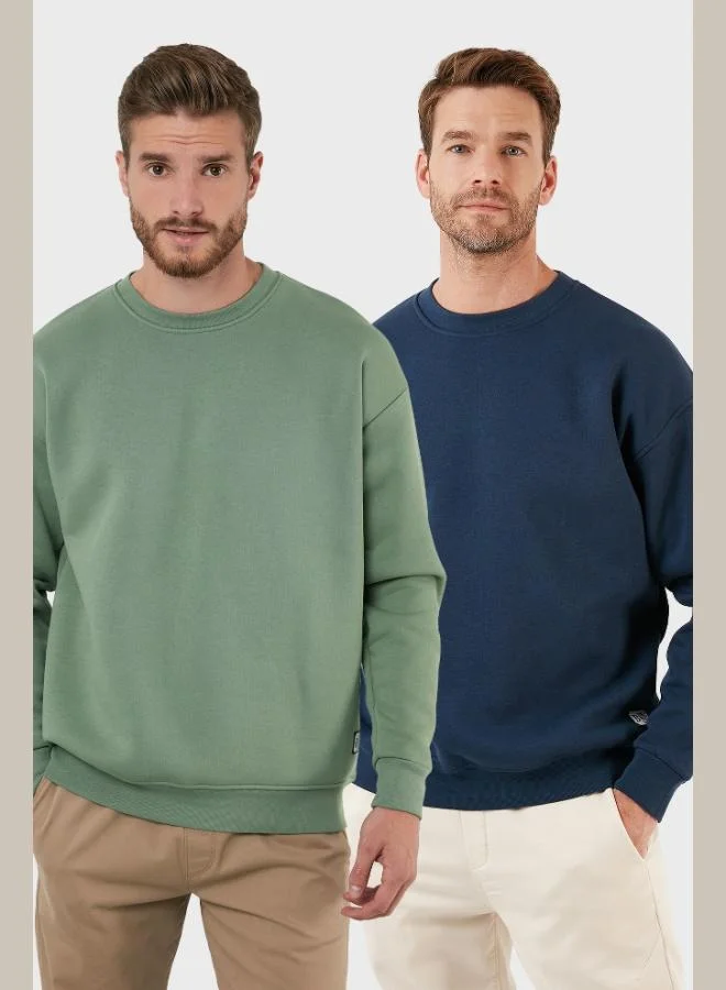Buratti Regular Fit Crew Neck Fleece Lined 2-Pack Men's Sweatshirt 5905255S2
