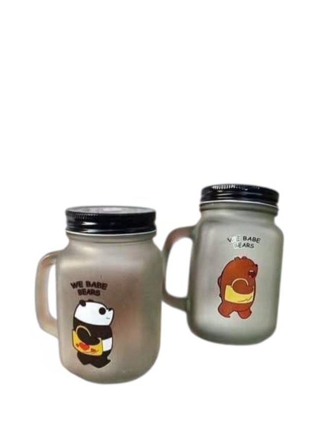 كوب زجاج بغطاء وشاليموه – تصميم ملون جذاب - Image 1