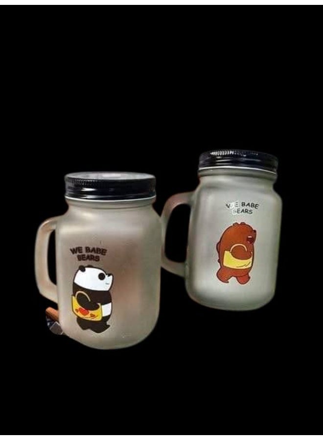 كوب زجاج بغطاء وشاليموه – تصميم ملون جذاب - Image 2