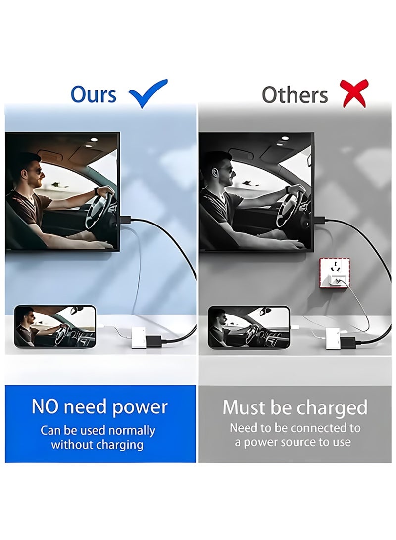 كلافون محول HDMI من iPhone إلى التلفزيون، محول صوت وصورة رقمي عالي الدقة 1080P من iPad إلى iPhone (لا يحتاج إلى مصدر طاقة)، ​​موصل شاشة لمزامنة الفيديو والصوت، متوافق مع iPhone 14/13/12/11/X/8/iPad/إلى شاشة عرض تلفزيونية عالية الدقة - Image 5