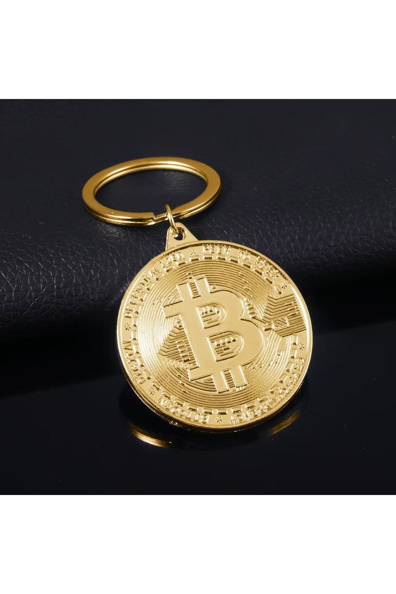 Gold Newest Bitcoin Keychain Music Band Keyring Pendant Women and Men Jewelry Collection Gift