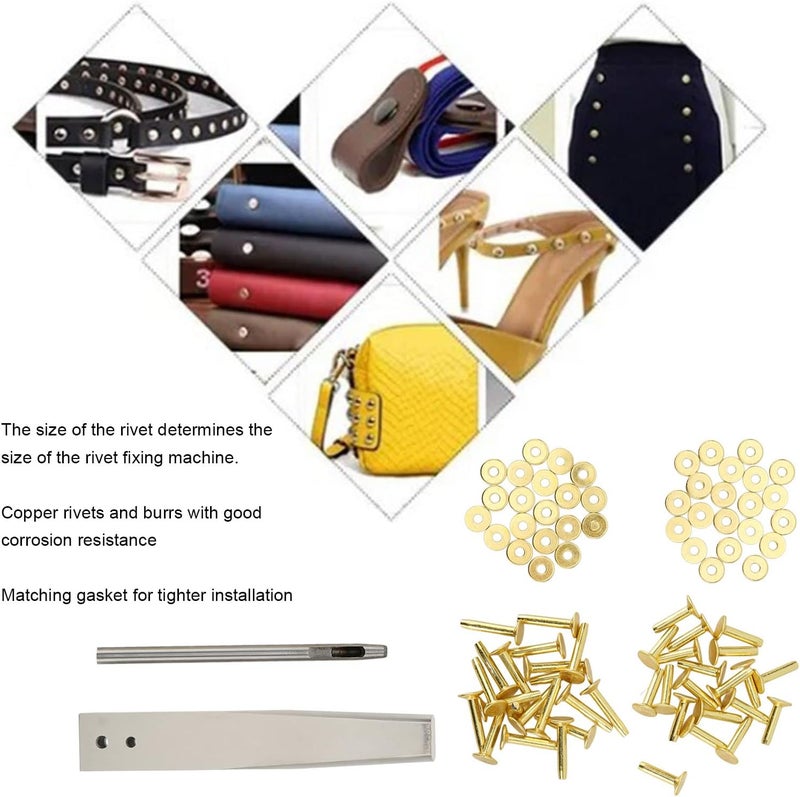 GLOGLOW Copper Rivets Burrs Kit, DIY Leather Craft Tool for Belts and Bags, 40 Set Copper Rivets with Hole Punch, Durable Accessories for Leather Projects (Plastic, Stainless Steel) - Image 3