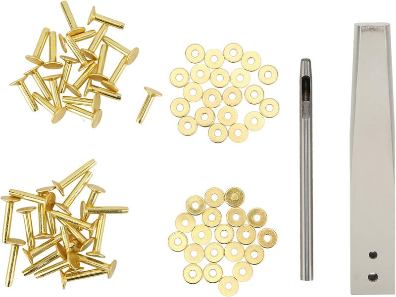 GLOGLOW Copper Rivets Burrs Kit, DIY Leather Craft Tool for Belts and Bags, 40 Set Copper Rivets with Hole Punch, Durable Accessories for Leather Projects (Plastic, Stainless Steel) - Image 1