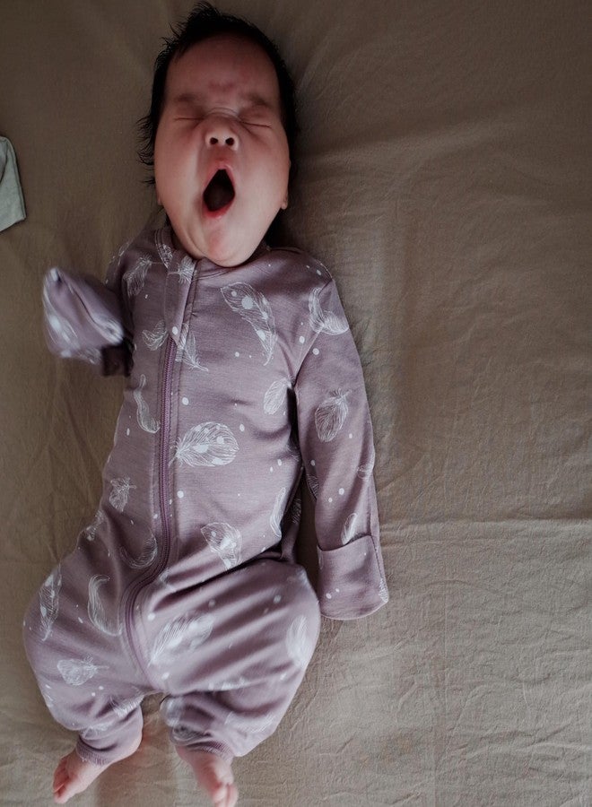 Owlivia Rayon Made from Bamboo Baby Footless Pajamas, Boys and Girls Zip up Sleep and Play, Long-Sleeve Coveralls(12-18 Months,Feather Mauve) - Image 3