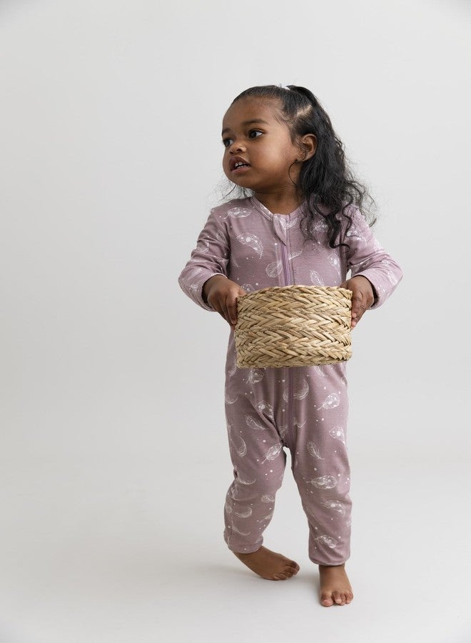 Owlivia Rayon Made from Bamboo Baby Footless Pajamas, Boys and Girls Zip up Sleep and Play, Long-Sleeve Coveralls(12-18 Months,Feather Mauve) - Image 2
