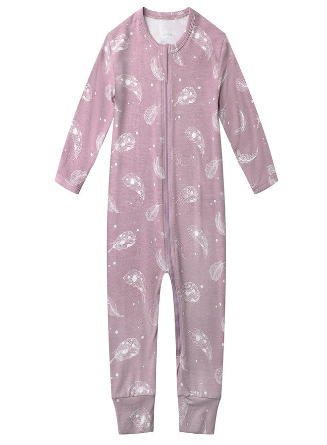 Owlivia Rayon Made from Bamboo Baby Footless Pajamas, Boys and Girls Zip up Sleep and Play, Long-Sleeve Coveralls(12-18 Months,Feather Mauve) - Image 1