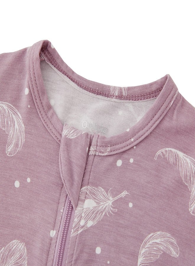 Owlivia Rayon Made from Bamboo Baby Footless Pajamas, Boys and Girls Zip up Sleep and Play, Long-Sleeve Coveralls(12-18 Months,Feather Mauve) - Image 4