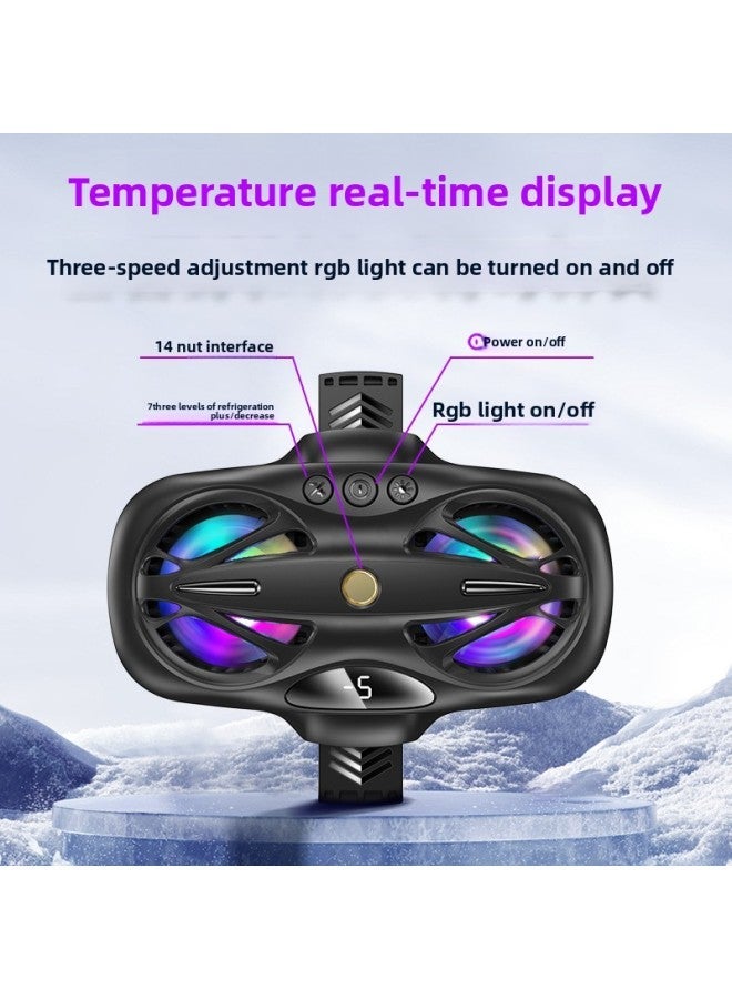 Mobile Phone Live Radiator Suitable For King Chicken Game Auxiliary Cooling Three-gear Wind Speed Switchable-Color:K12 Black + T13-2 - Image 5