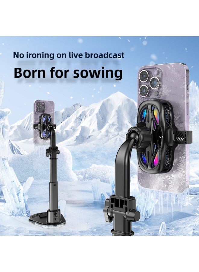 Mobile Phone Live Radiator Suitable For King Chicken Game Auxiliary Cooling Three-gear Wind Speed Switchable-Color:K12 Black + T13-2 - Image 2