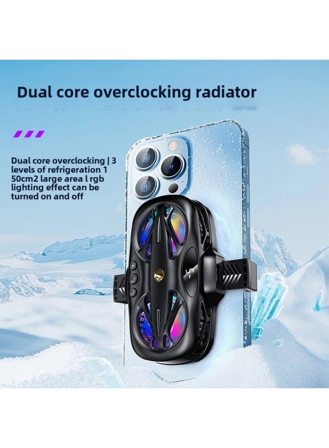 Mobile Phone Live Radiator Suitable For King Chicken Game Auxiliary Cooling Three-gear Wind Speed Switchable-Color:K12 Black + T13-2 - Image 3