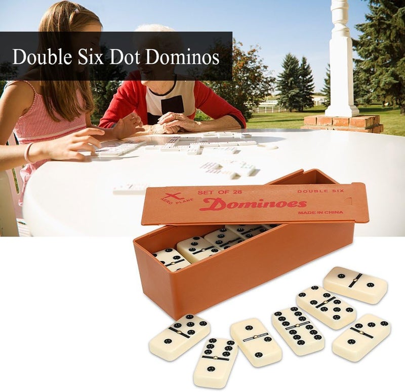 Dominoes Set- 28 Piece Double-Six Ivory Domino Tiles Set, Classic Numbers Table Game with Wooden Carrying/Storage Case (2-4 Players) - Image 2