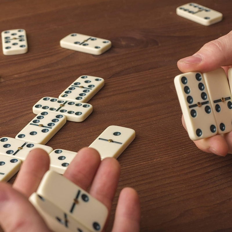 Dominoes Set- 28 Piece Double-Six Ivory Domino Tiles Set, Classic Numbers Table Game with Wooden Carrying/Storage Case (2-4 Players) - Image 3