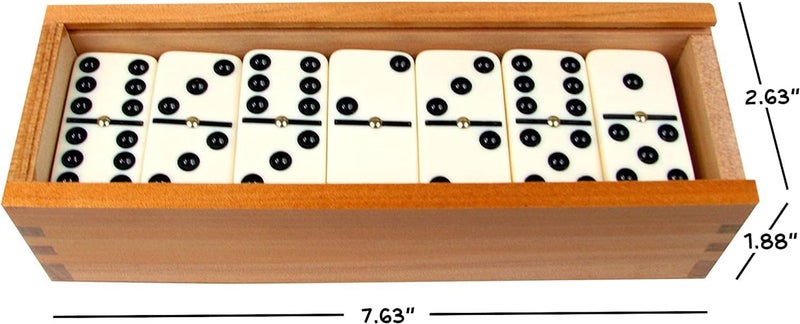 Dominoes Set- 28 Piece Double-Six Ivory Domino Tiles Set, Classic Numbers Table Game with Wooden Carrying/Storage Case (2-4 Players) - Image 4
