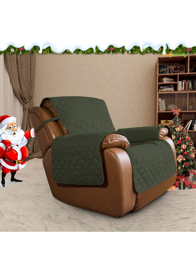 Easy-Going - Easy-Going Oversized Recliner Cover Reversible Couch Cover Sofa Cover for Living Room Water Resistant Furniture Protector with Elastic Straps for Pets Dog (Oversized Recliner, Army Green/Beige) - Image 1