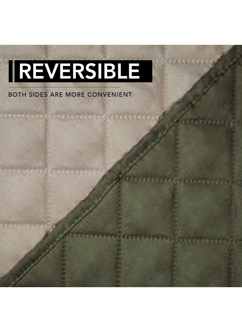 Easy-Going - Easy-Going Oversized Recliner Cover Reversible Couch Cover Sofa Cover for Living Room Water Resistant Furniture Protector with Elastic Straps for Pets Dog (Oversized Recliner, Army Green/Beige) - Image 1