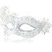 MYSEUNI 2025 New White Masquerade Mask for WomenPeacock Metal Masquerade Venetian Mask Silver Masks for Women Butterfly Mardi Gras Halloween Parties Costume Party Carnivals Wedding - Image 3