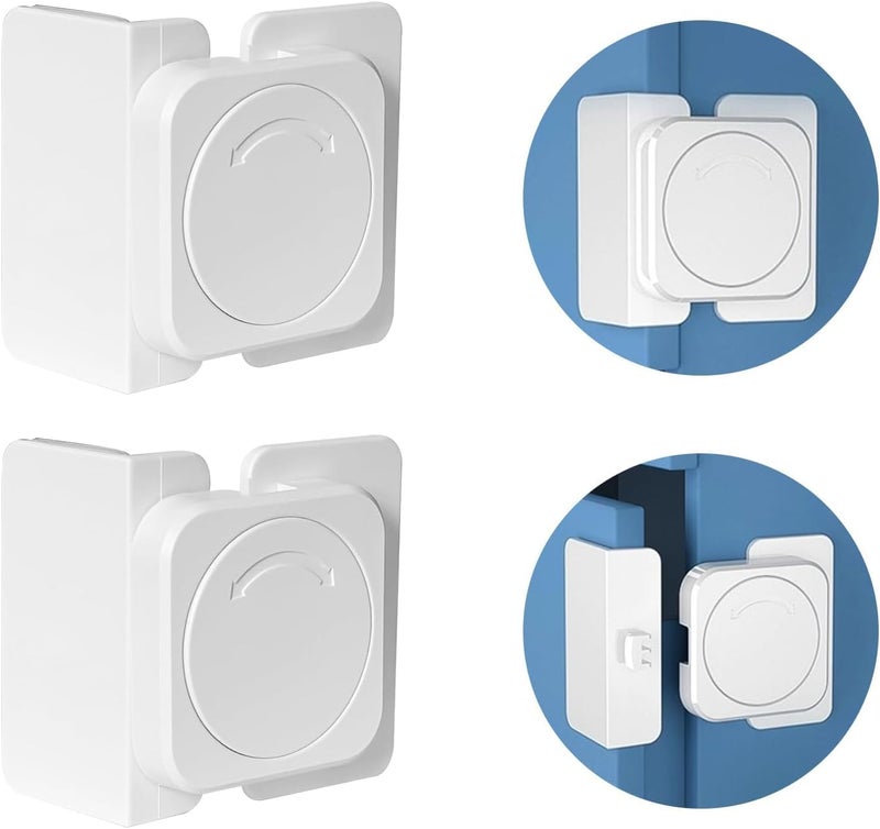 SIYANSHU Child Safety Cabinet Locks, Baby Safety Hidden Lock for Cabinets, Drawer, Refrigerator No Drilling, Baby Proofing Latches for Closet, Kid Safety Lock to Keep Your Child Safe at Home (Pack Of-2, Right angle lock) - Image 1