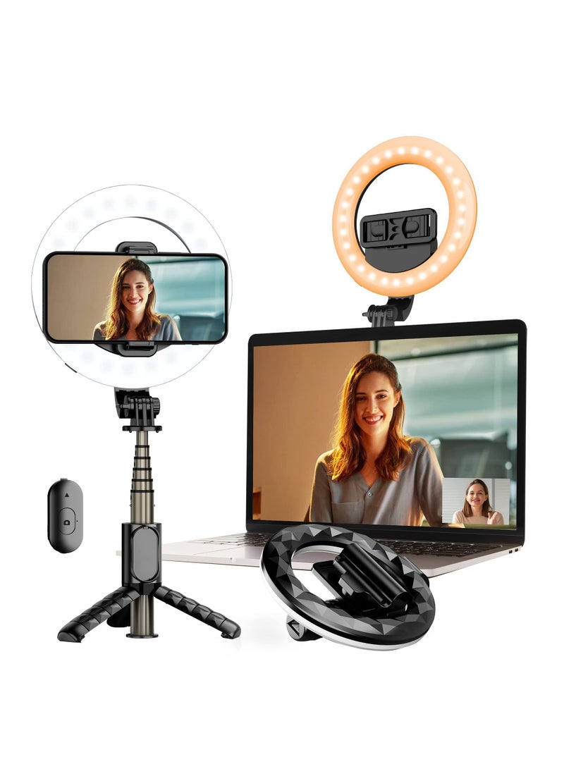 Y&D Video Light, LED Camera Light Computer Conference Portable Selfie High Power 3000mAh Rechargeable/CRI 95+/3 Lights Modes/3 Bases for Phone, iPhone, Zoom, Picture, Makeup (with Clip) - Image 2