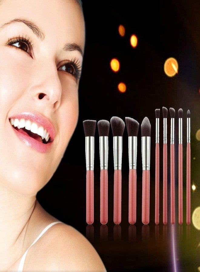 TYA GIRL Makeup Brush Set, Pink silver Foundation, Eyeshadow pack of 10 - Image 3