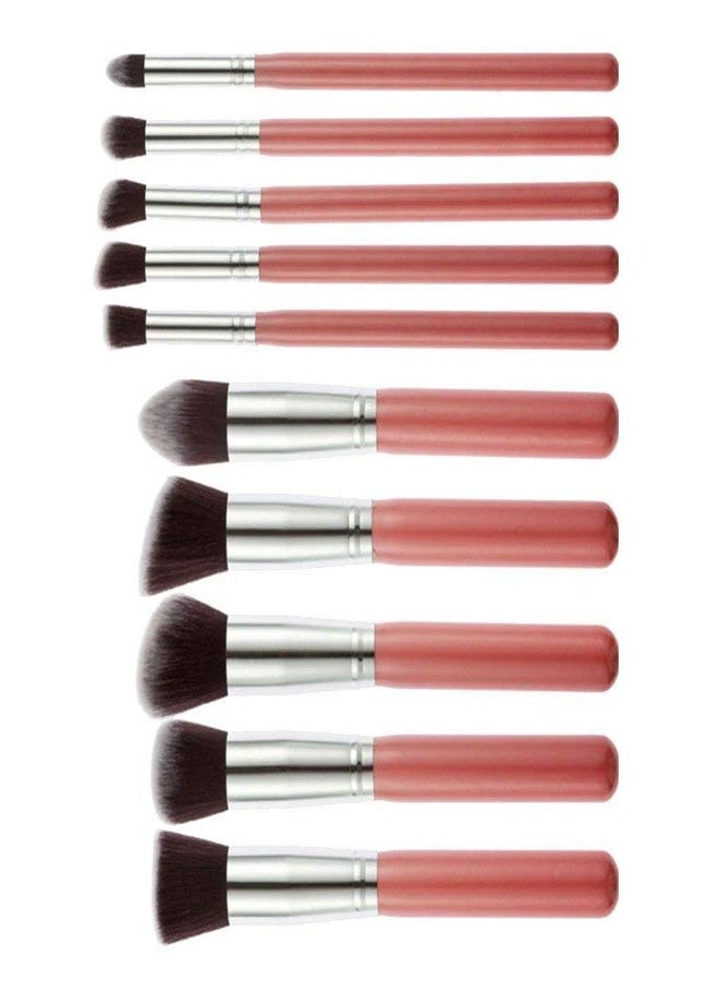TYA GIRL Makeup Brush Set, Pink silver Foundation, Eyeshadow pack of 10 - Image 4